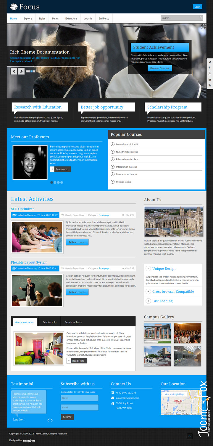 Joomla шаблон ThemeXpert Focus