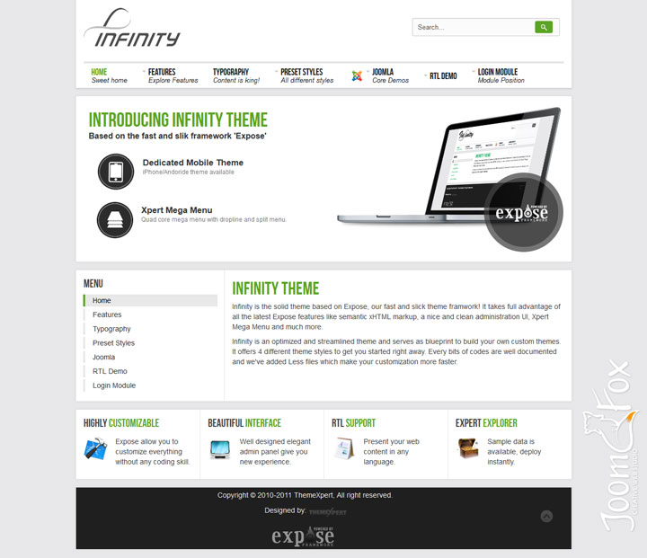 Joomla шаблон ThemeXpert Infinity