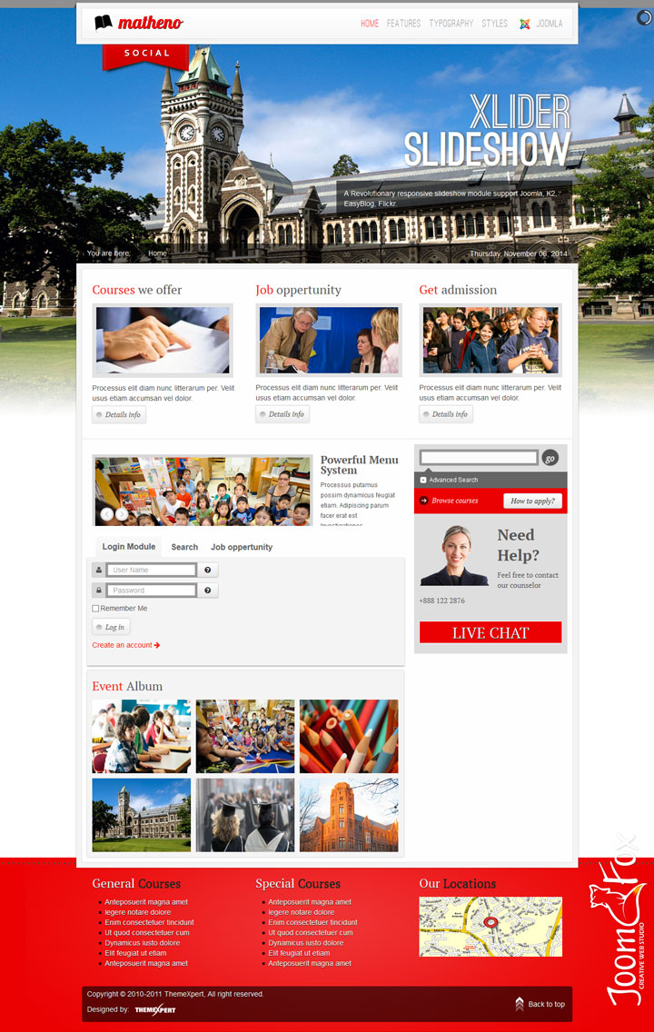 Joomla шаблон ThemeXpert Matheno