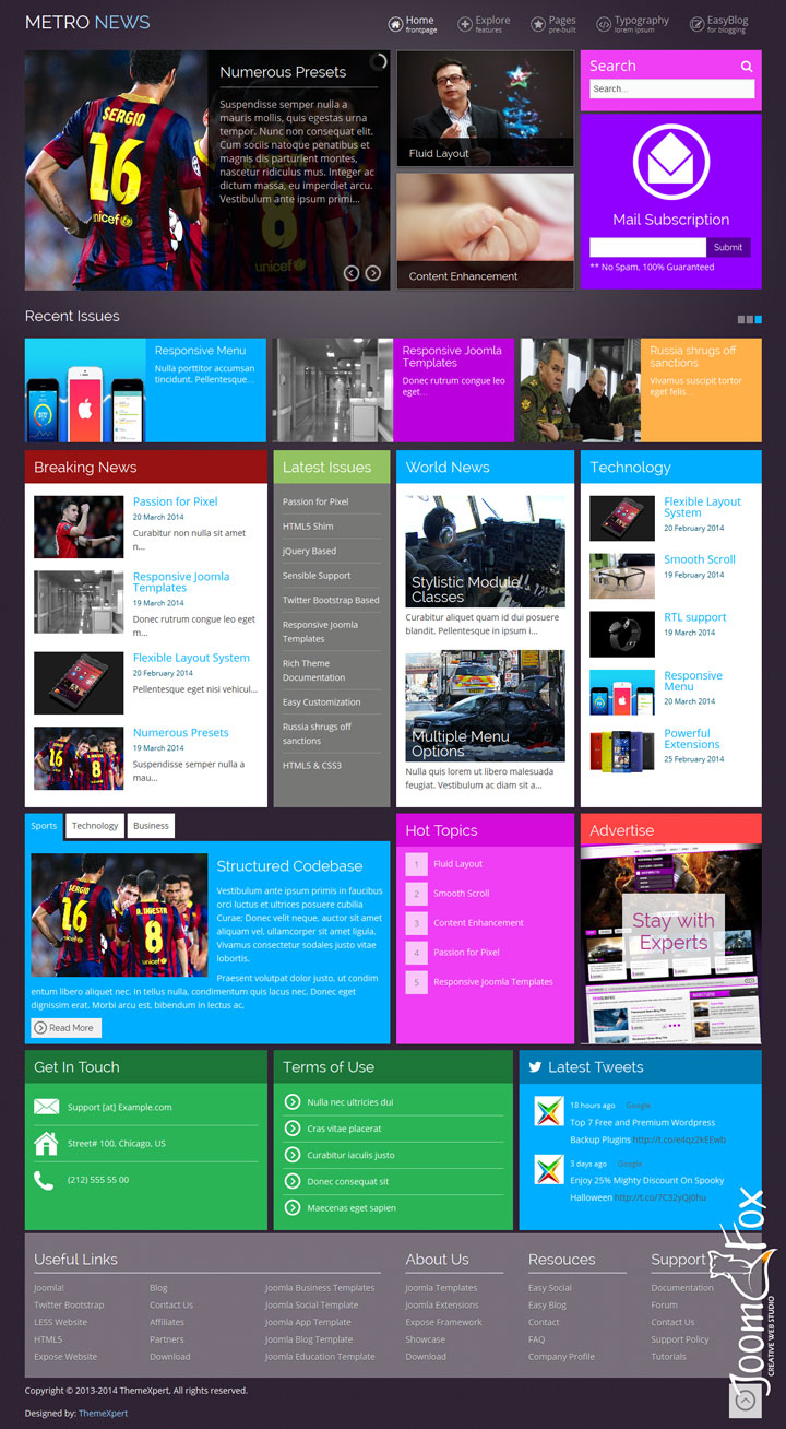 Joomla шаблон ThemeXpert MetroNews