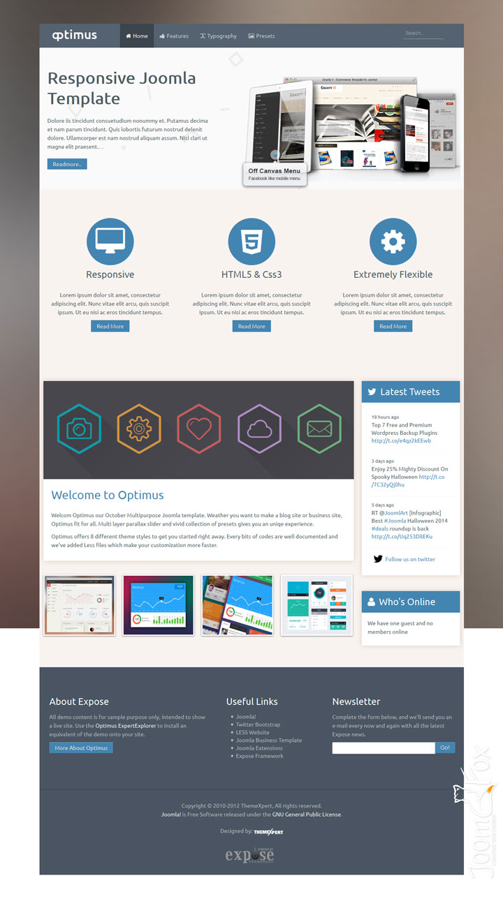 Joomla шаблон ThemeXpert Optimus