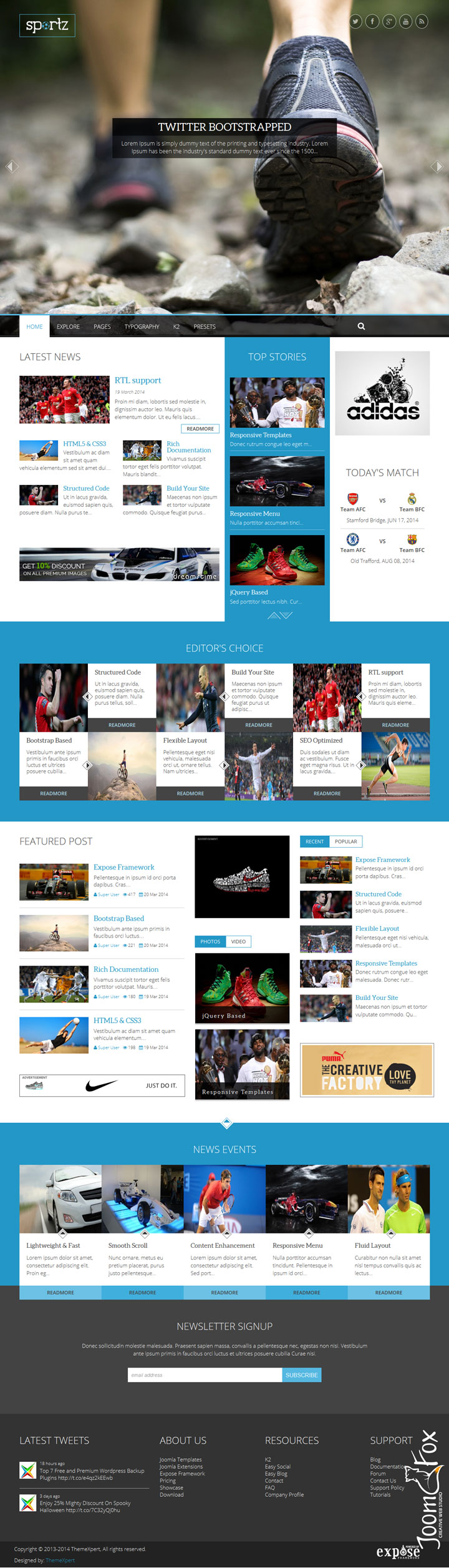 Joomla шаблон ThemeXpert Sportz