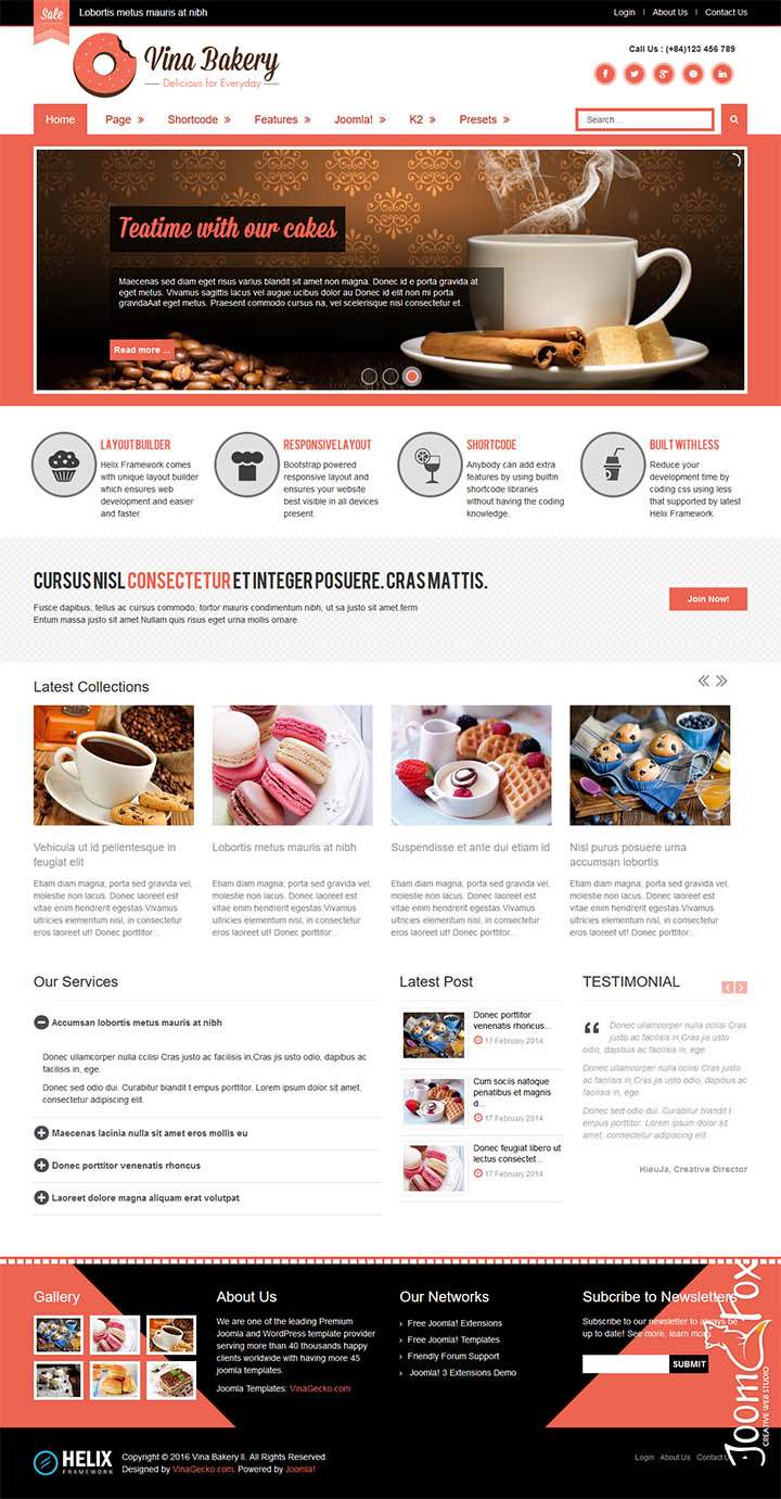 Joomla шаблон VinaGecko Vina Bakery II