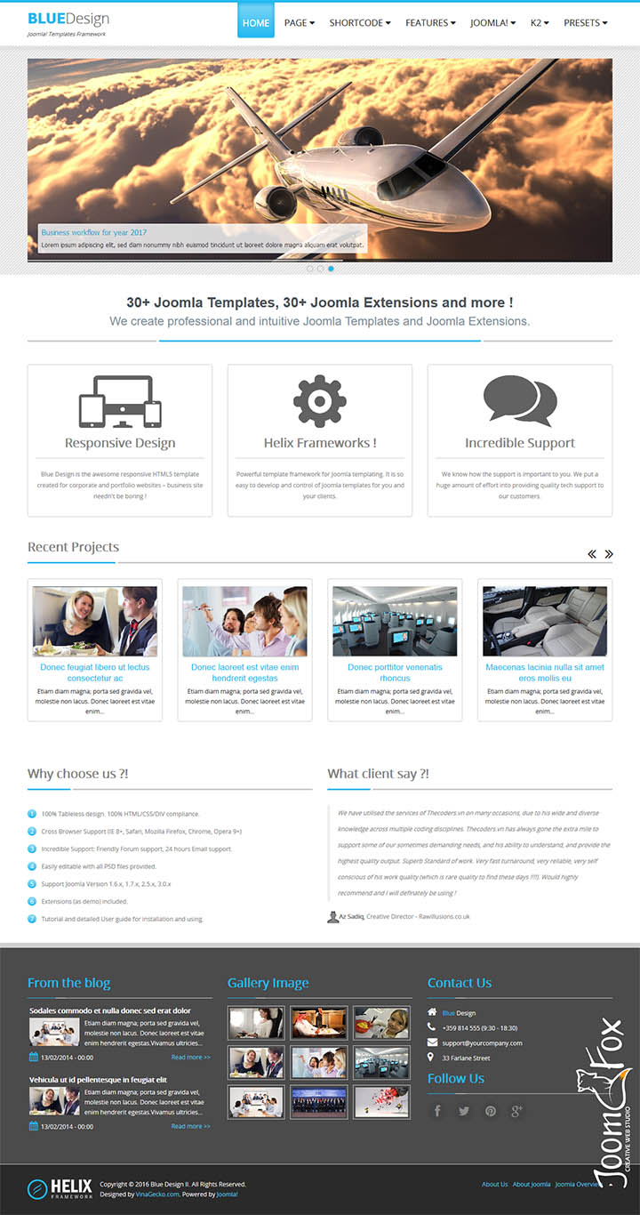 Joomla шаблон VinaGecko Blue Design II