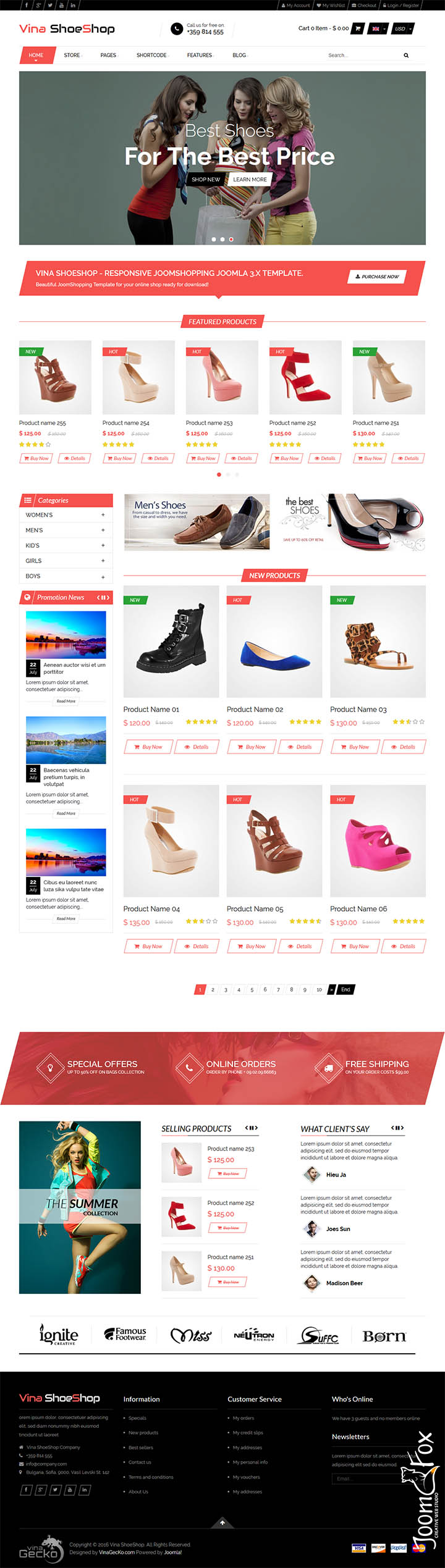 Joomla шаблон VinaGecko Vina ShoeShop