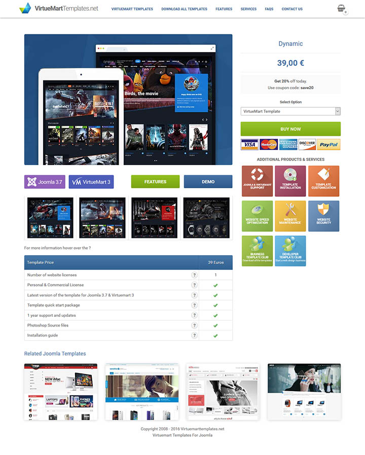 Joomla шаблон VirtuemartTemplates Dynamic