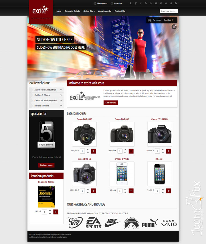 Joomla шаблон VirtuemartTemplates Excite