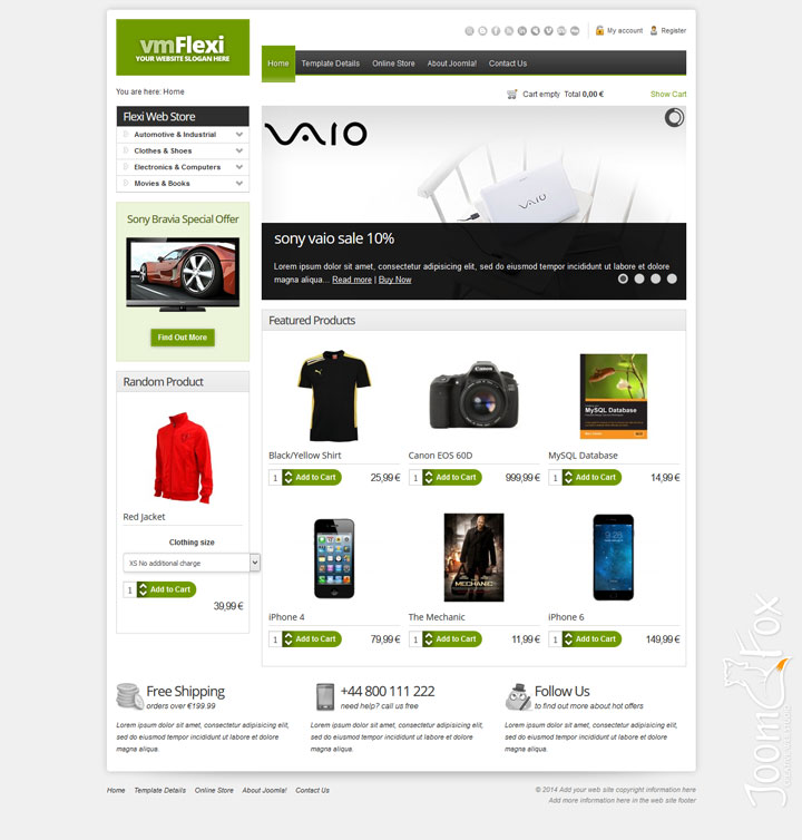 Joomla шаблон VirtuemartTemplates Flexi