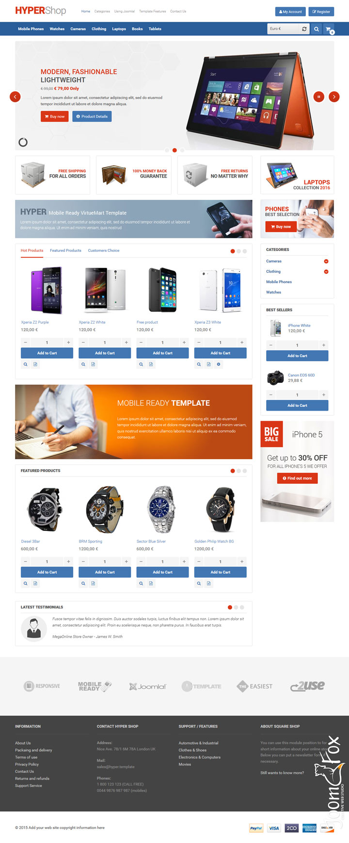 Joomla шаблон VirtuemartTemplates Hyper Shop
