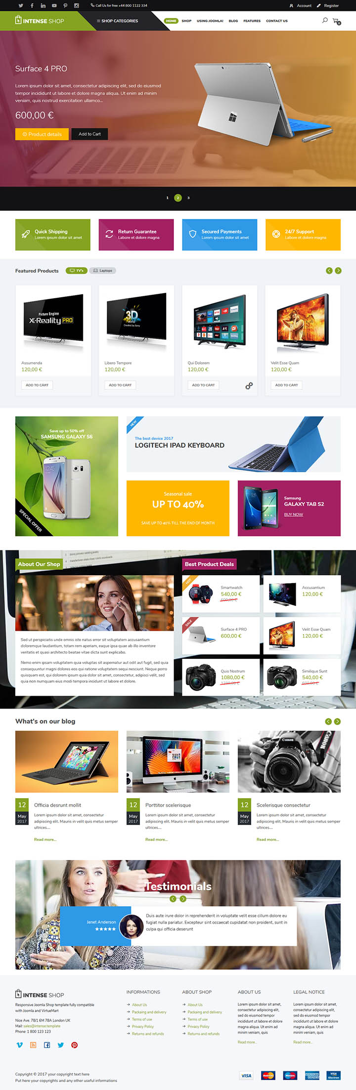 Joomla шаблон VirtuemartTemplates Intense Shop