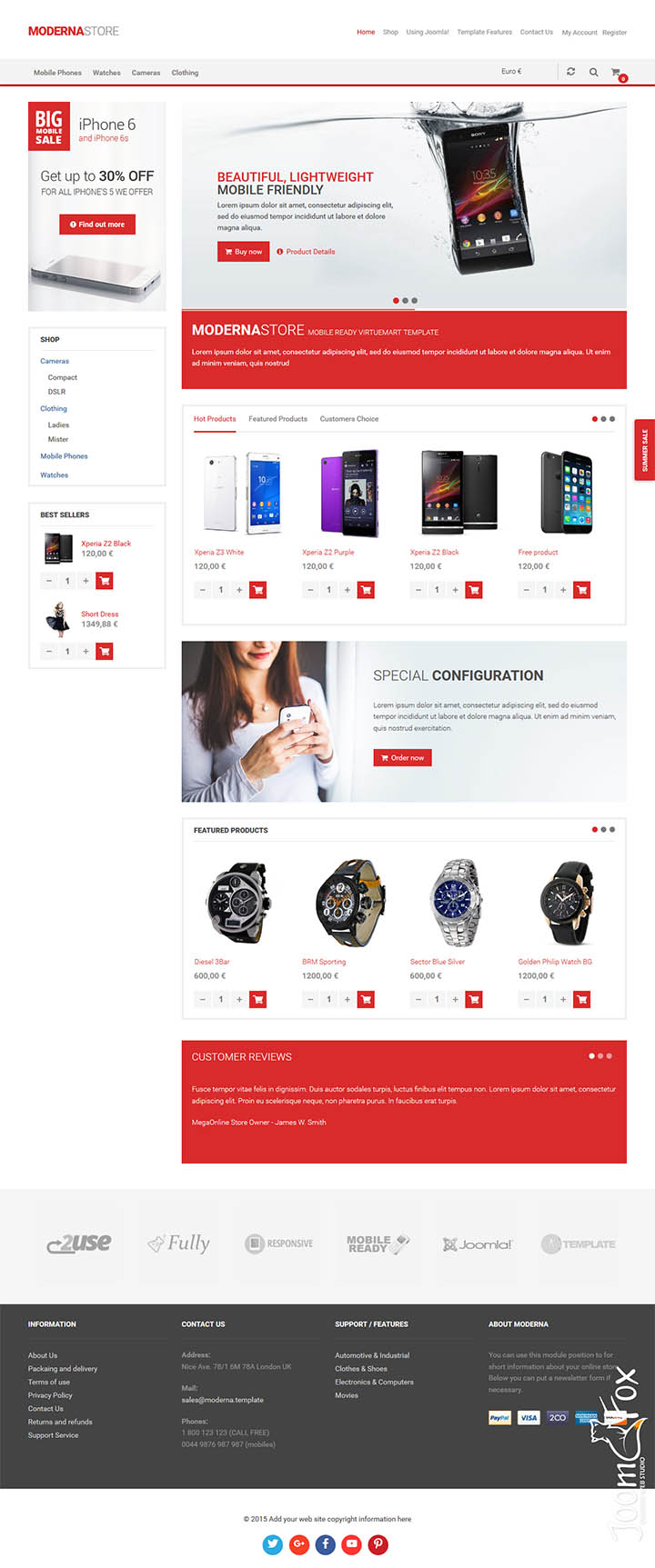 Joomla шаблон VirtuemartTemplates Moderna Store