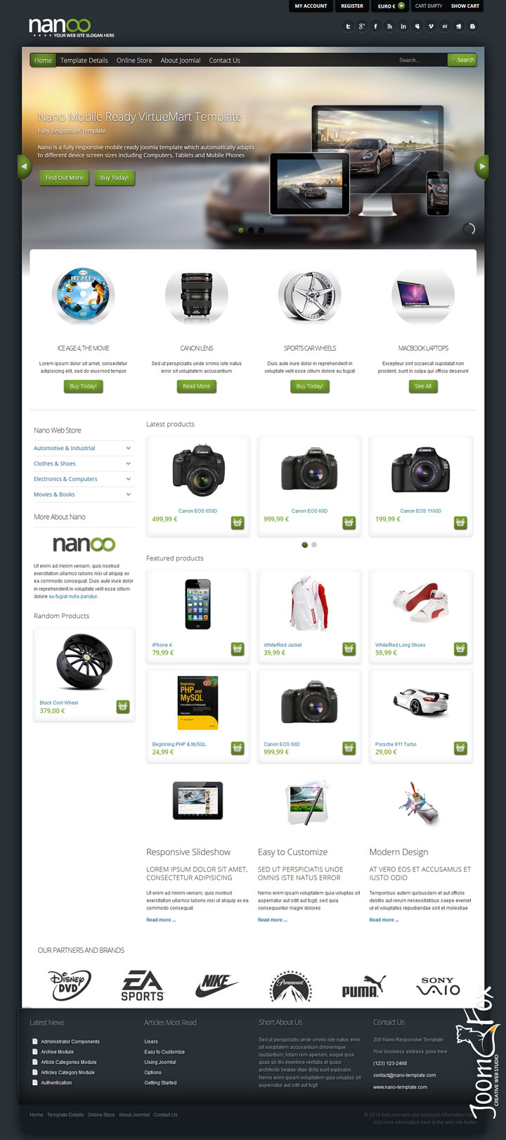 Joomla шаблон VirtuemartTemplates Nano