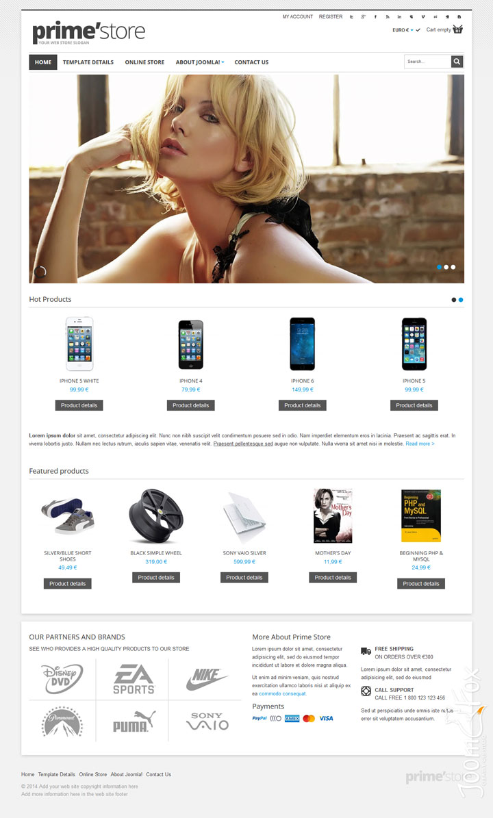 Joomla шаблон VirtuemartTemplates Prime
