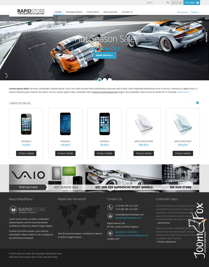 Joomla шаблон VirtuemartTemplates Rapid