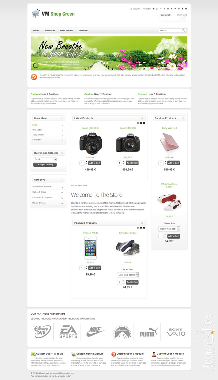 Joomla шаблон VirtuemartTemplates Shop Green