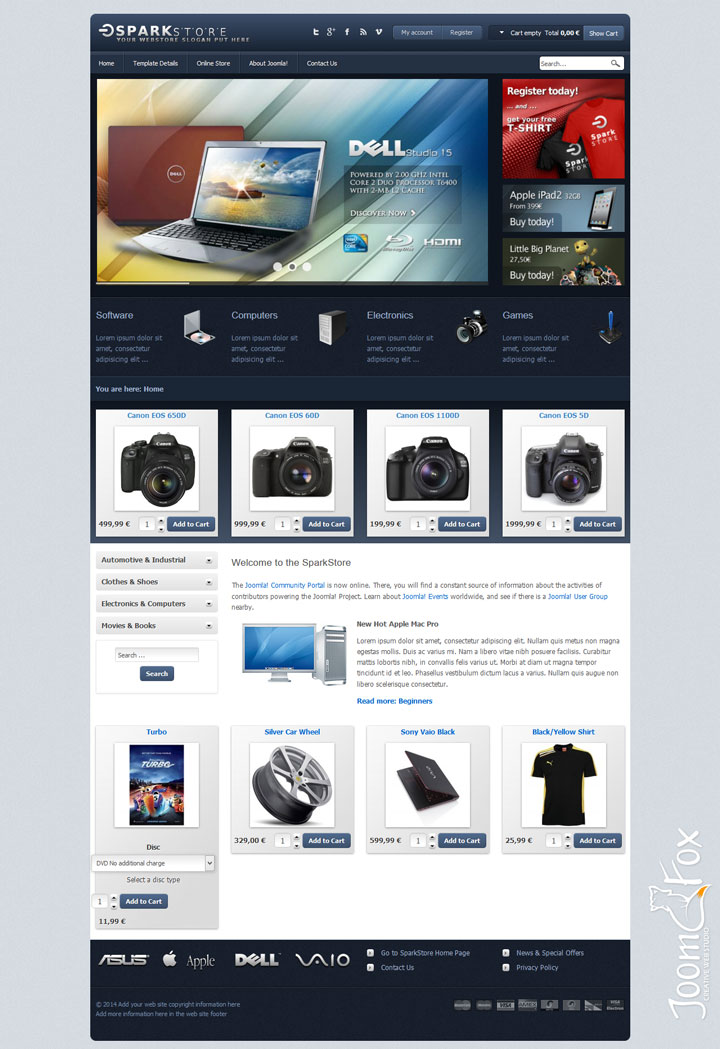 Joomla шаблон VirtuemartTemplates Spark Store