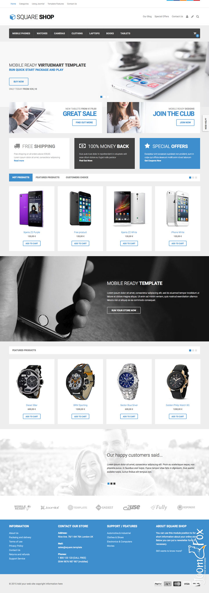 Joomla шаблон VirtuemartTemplates Square Shop