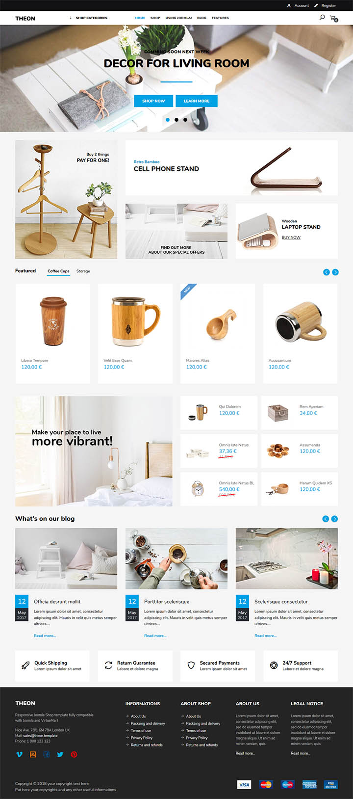 Joomla шаблон VirtuemartTemplates Theon Shop