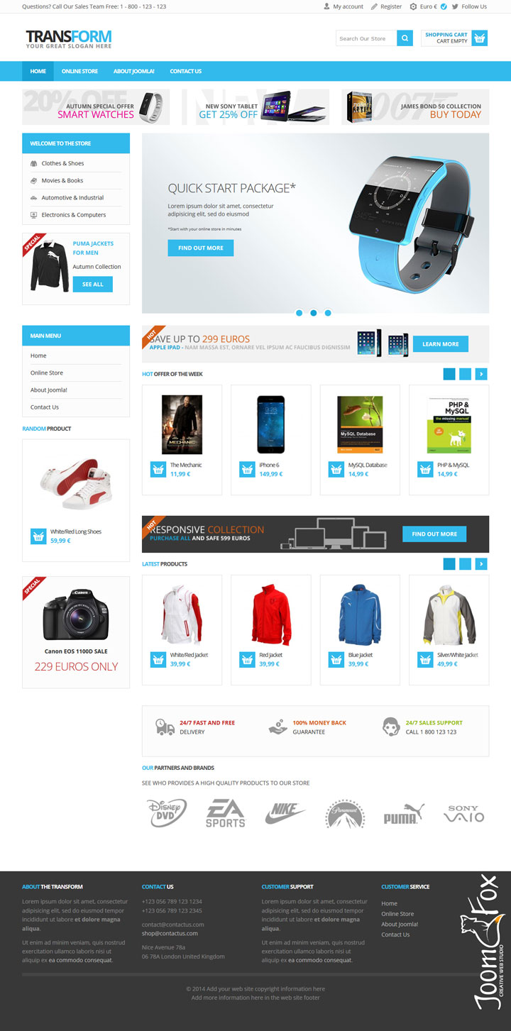 Joomla шаблон VirtuemartTemplates Transform