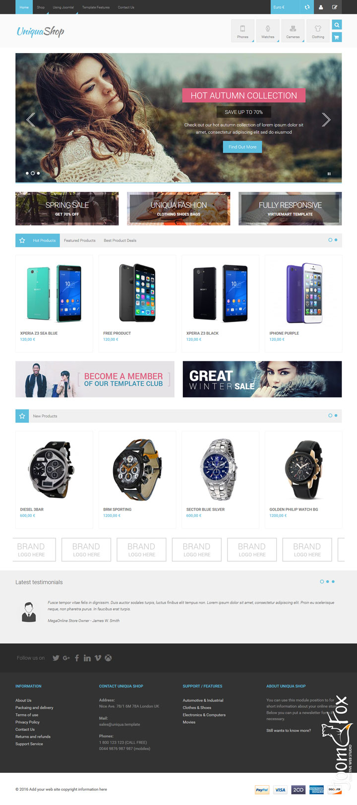 Joomla шаблон VirtuemartTemplates Uniqua Shop