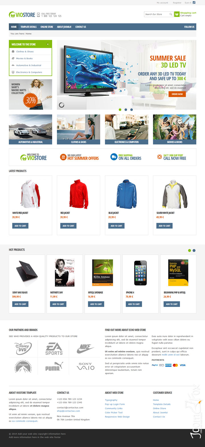 Joomla шаблон VirtuemartTemplates Vio