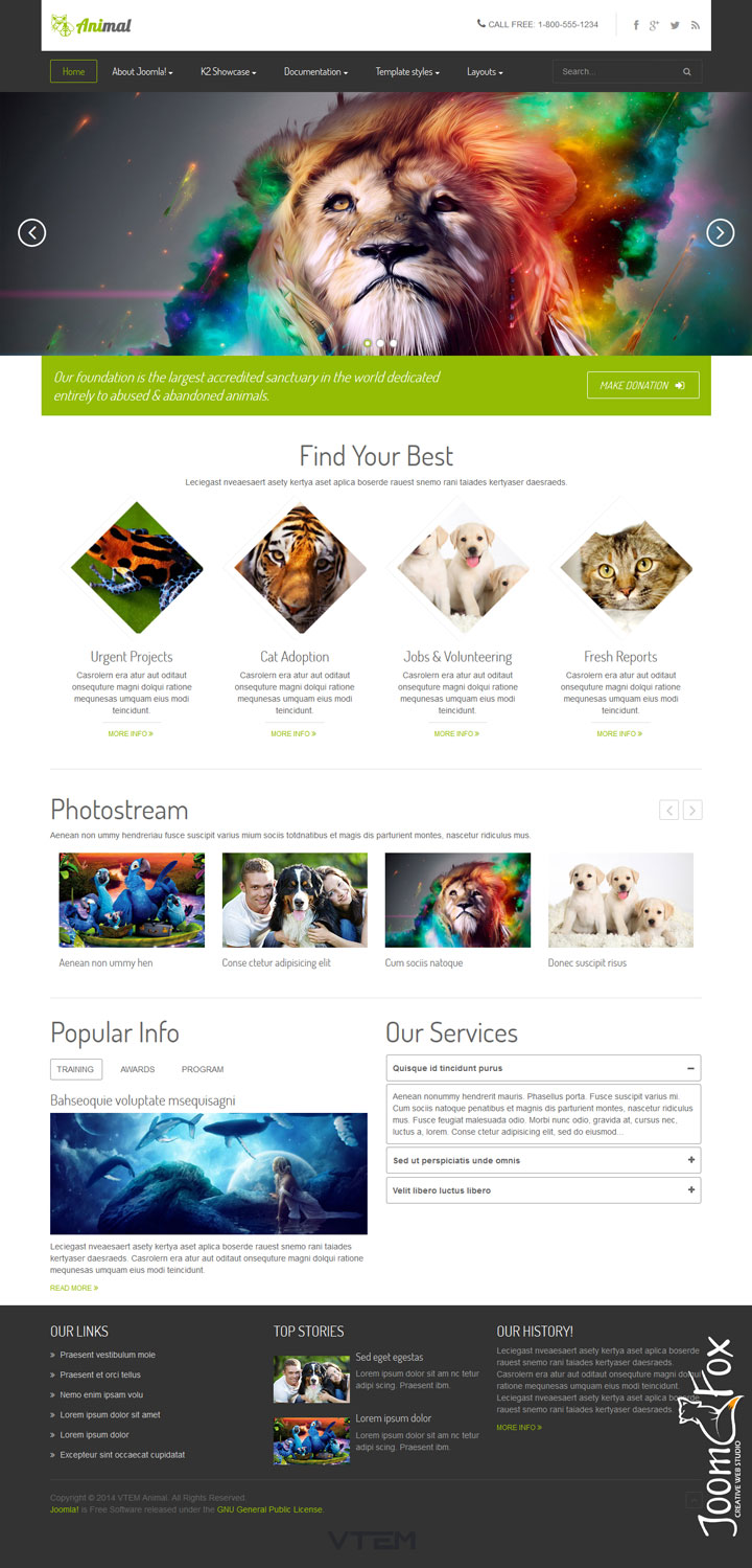 Joomla шаблон Vtem Animal