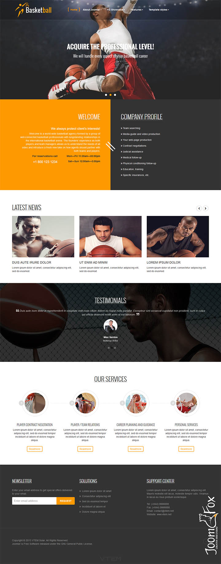 Joomla шаблон Vtem Basketball