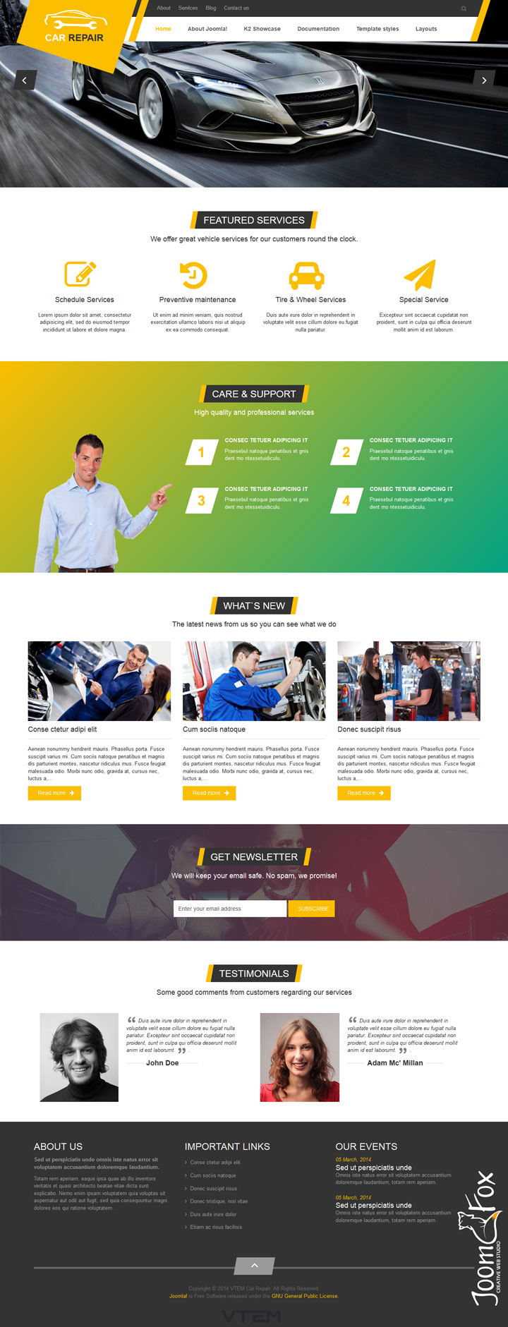 Joomla шаблон Vtem CarRepair