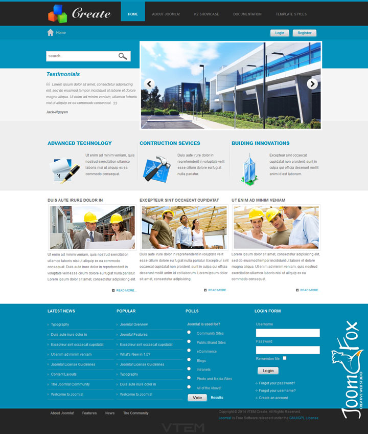 Joomla шаблон Vtem Create