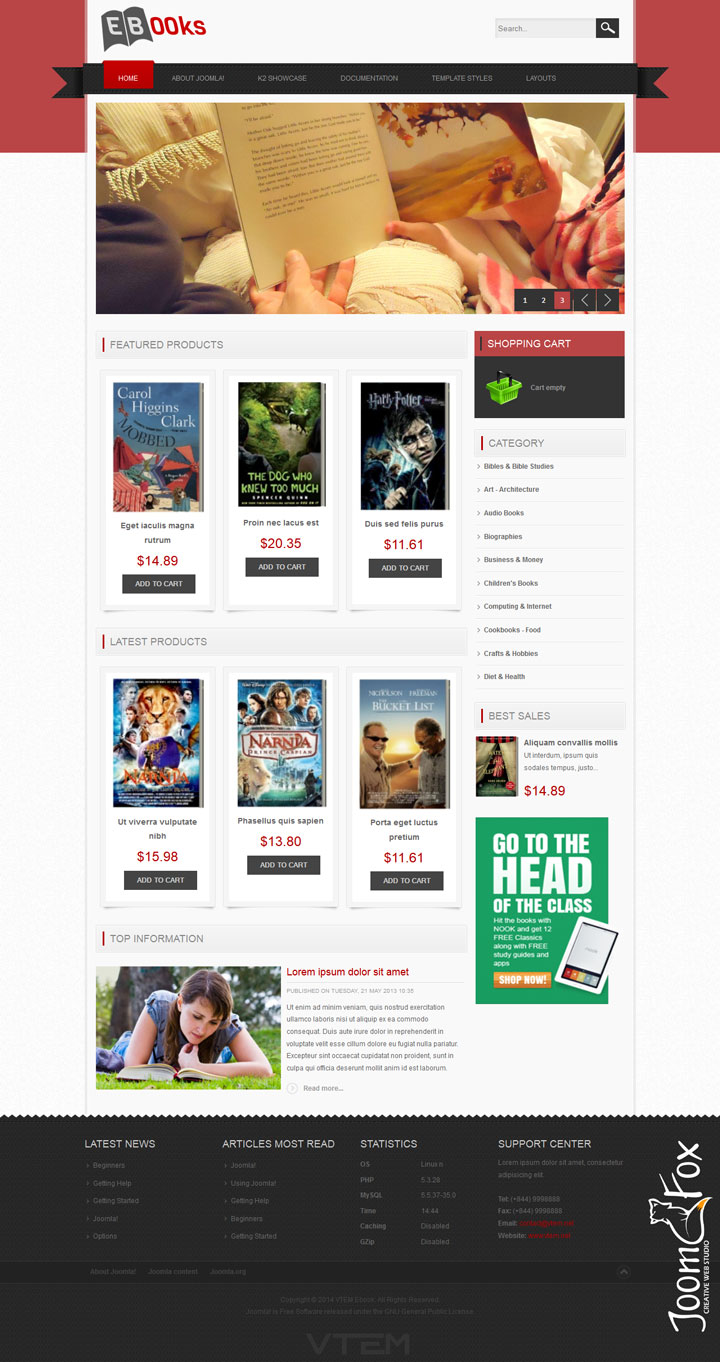 Joomla шаблон Vtem Ebooks