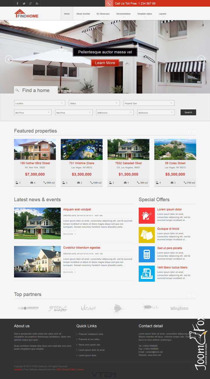 Joomla шаблон Vtem FindHome