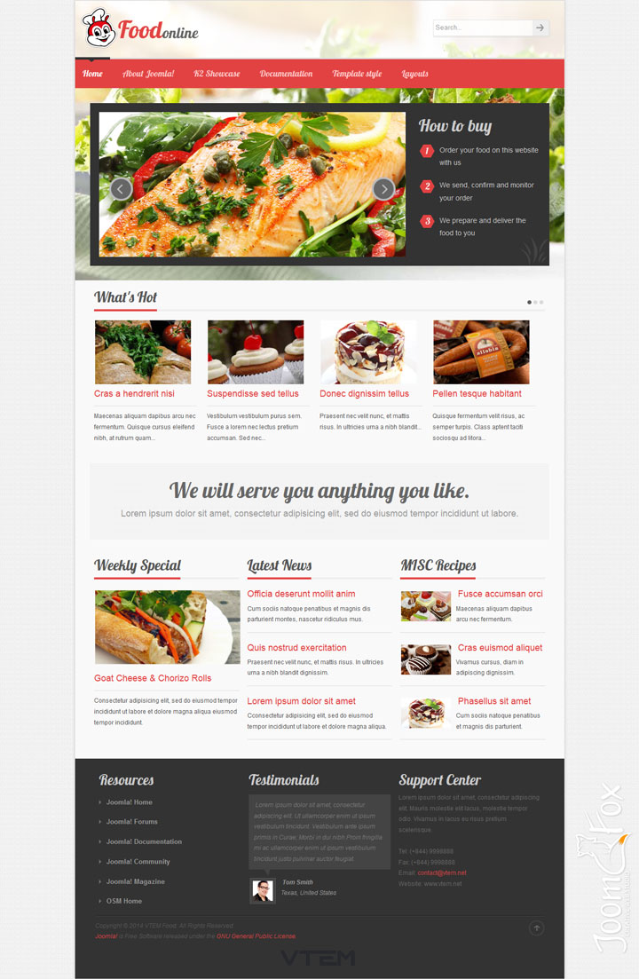 Joomla шаблон Vtem Food