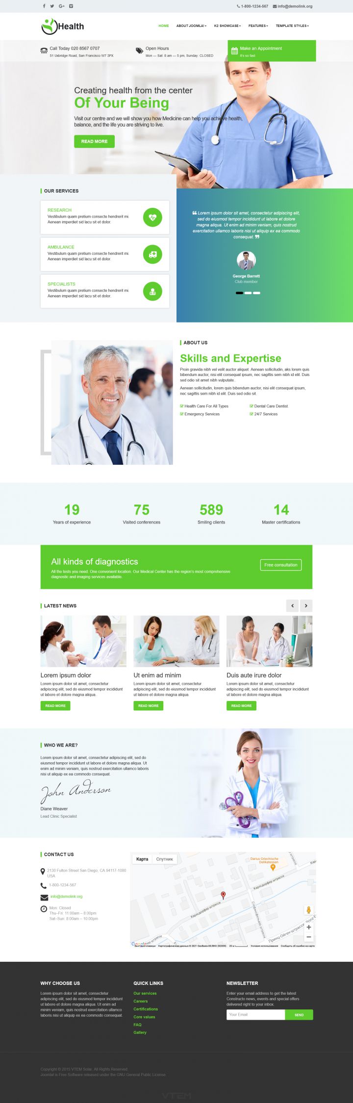 Joomla шаблон Vtem Health