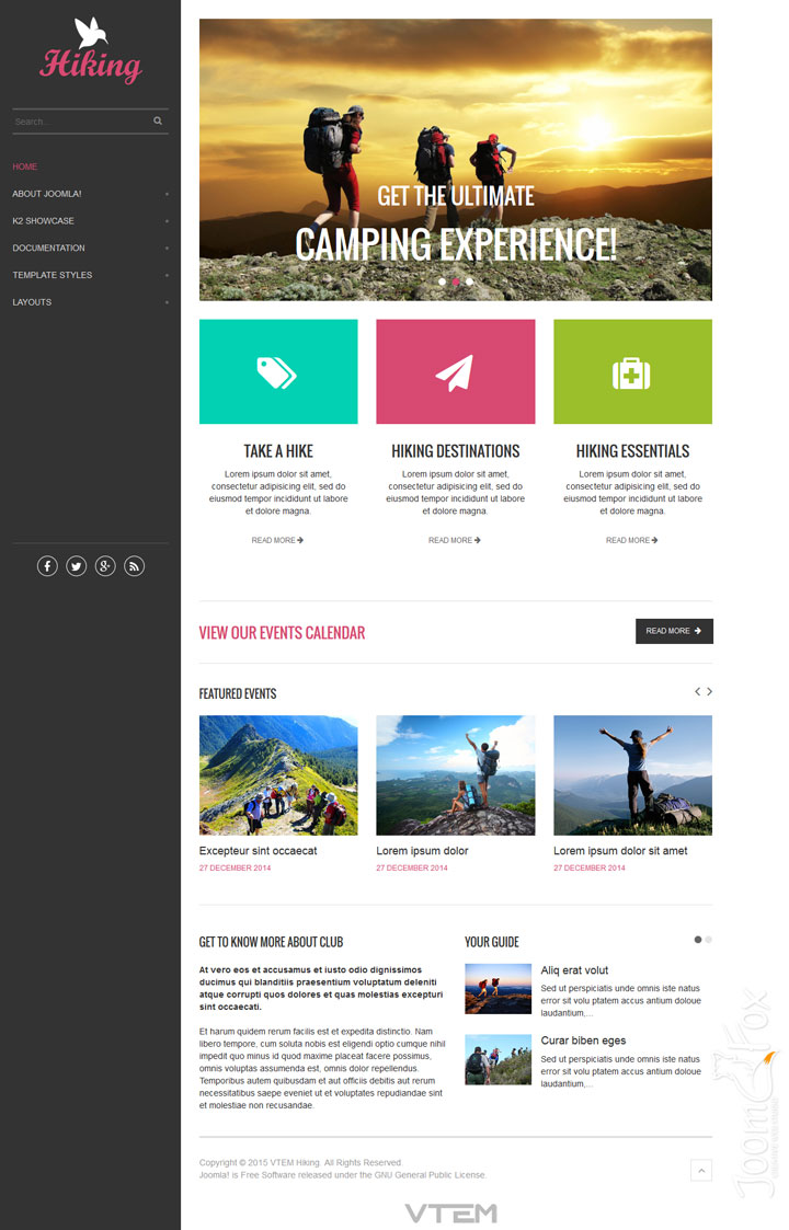 Joomla шаблон Vtem Hiking