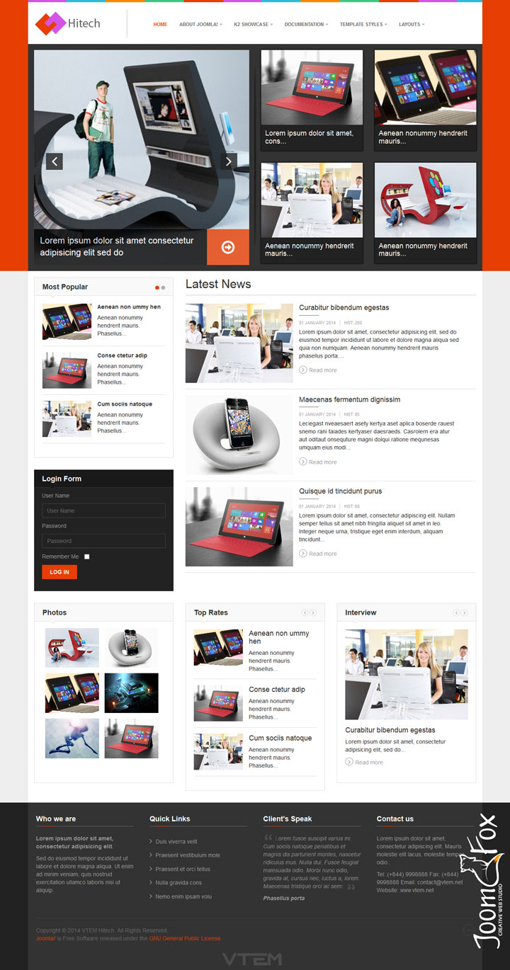 Joomla шаблон Vtem Hitech