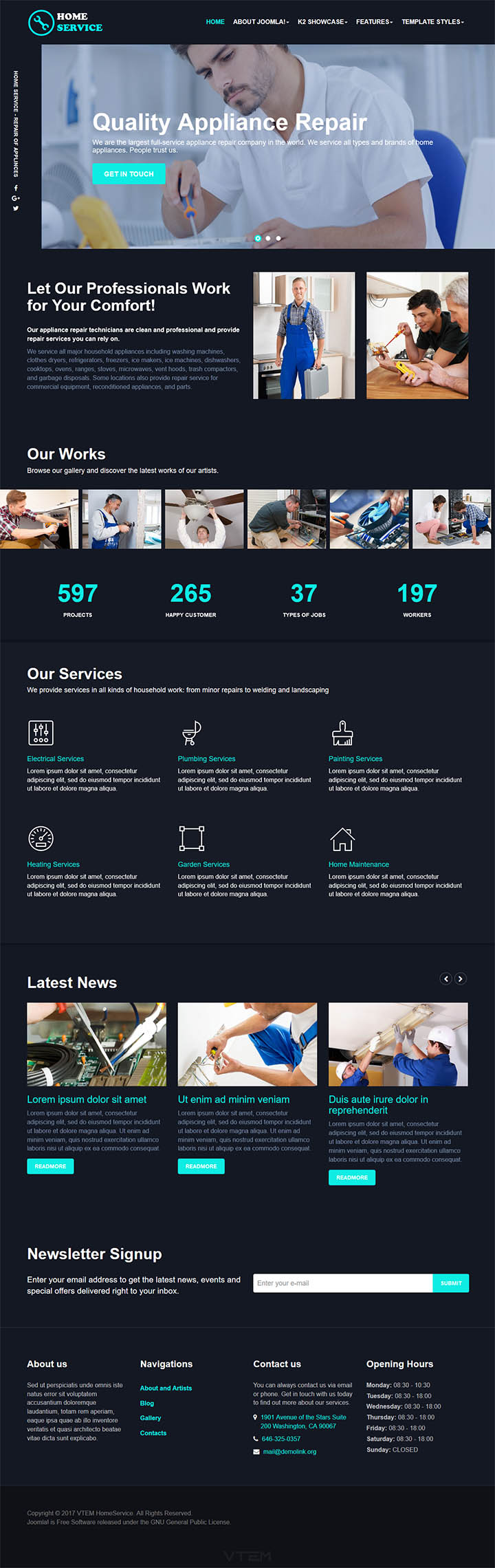 Шаблон Vtem HomeService Joomla шаблон Vtem HomeService