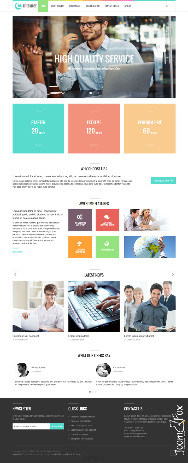 Joomla шаблон Vtem Internet
