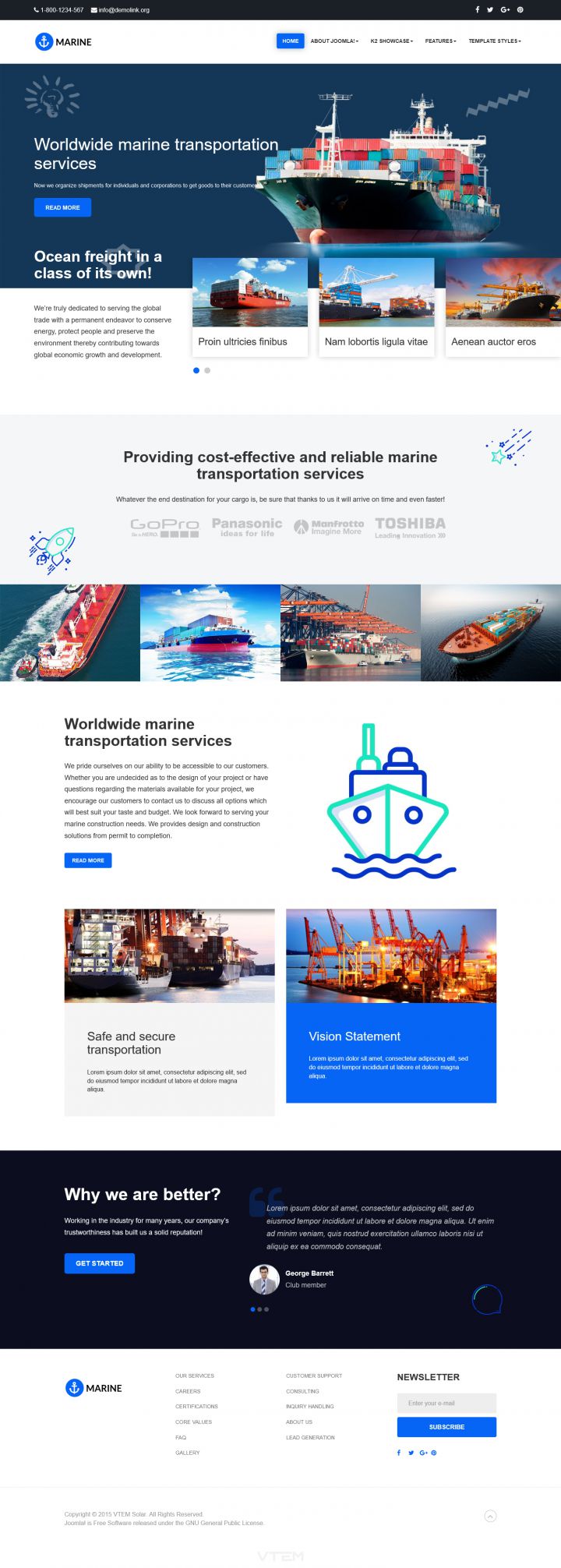 Joomla шаблон Vtem Marine