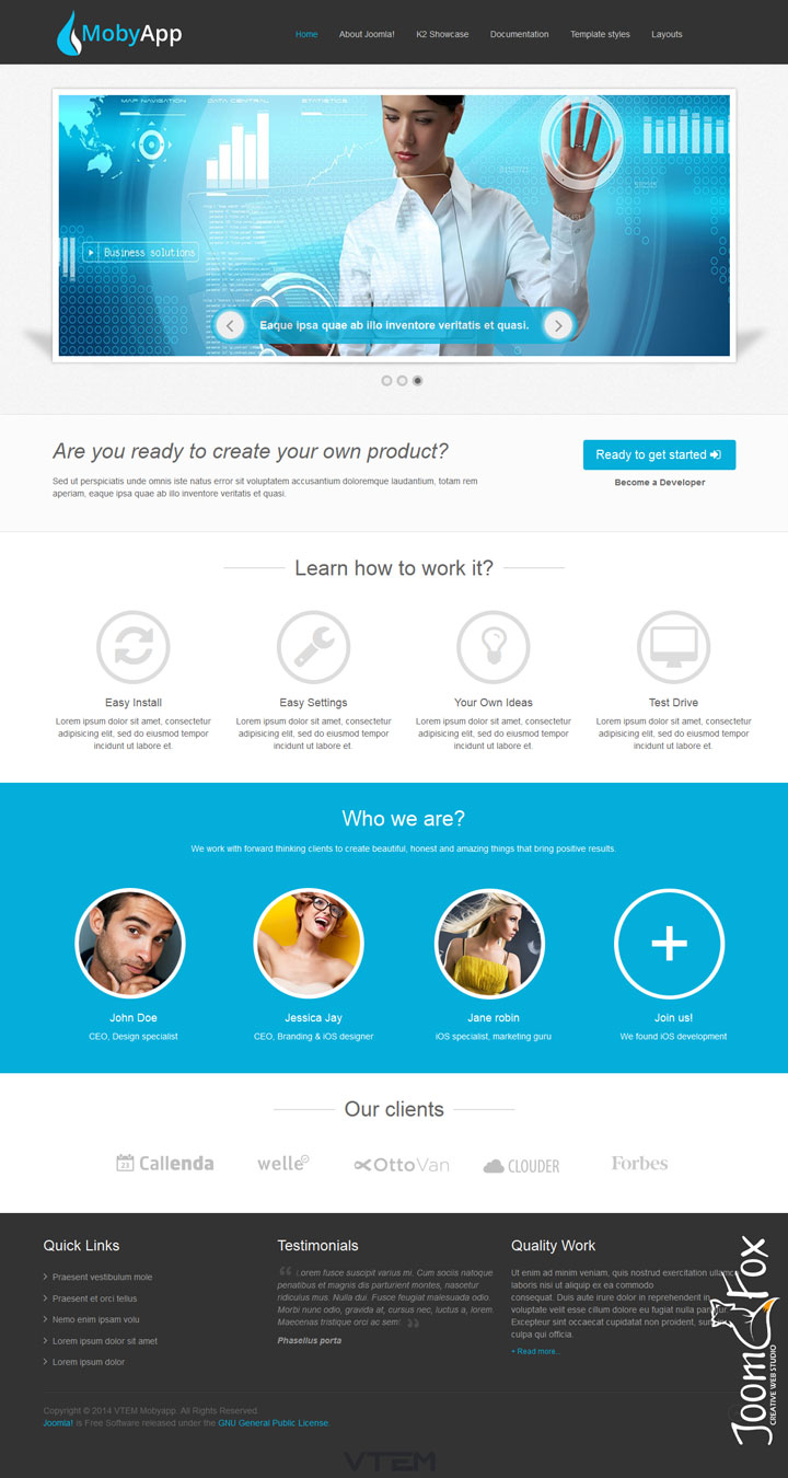 Joomla шаблон Vtem MobyApp
