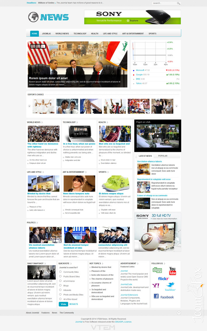 Joomla шаблон Vtem News