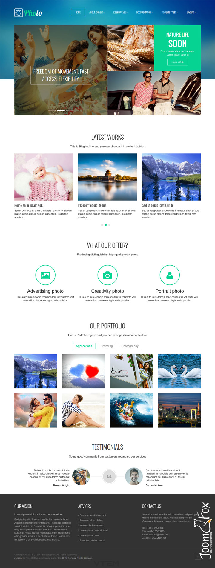 Шаблон Vtem Photographer Joomla шаблон Vtem Photographer