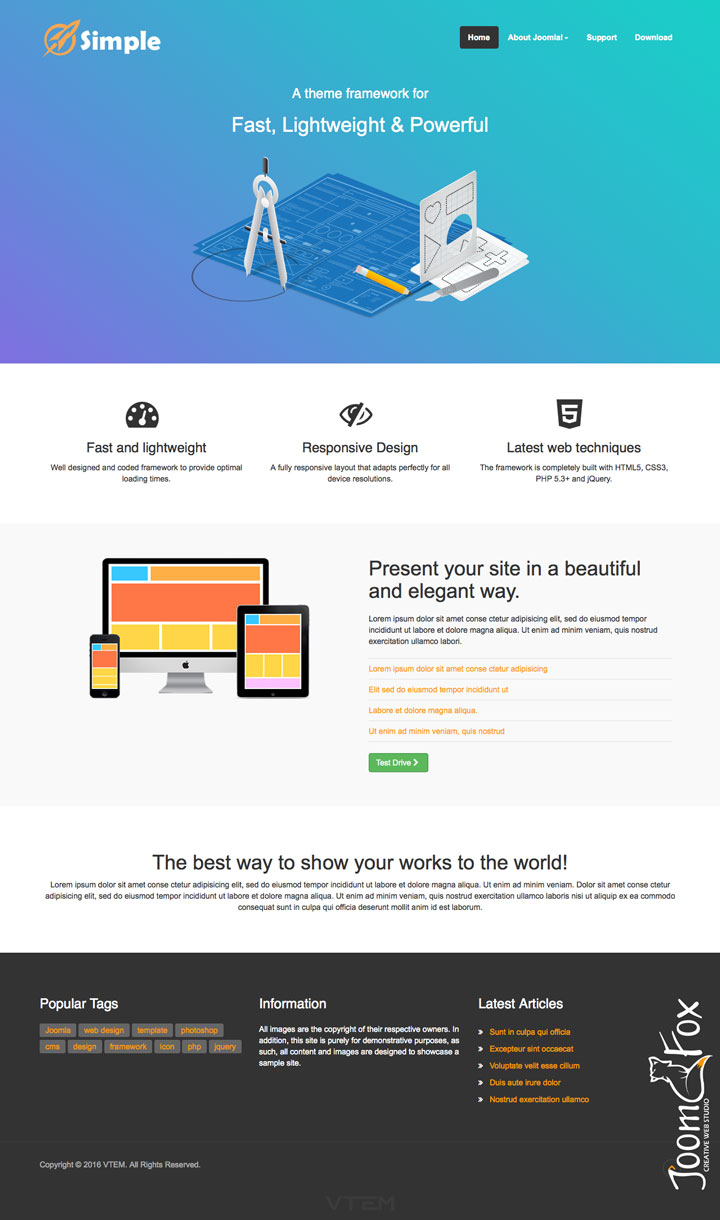 Joomla шаблон Vtem Simple