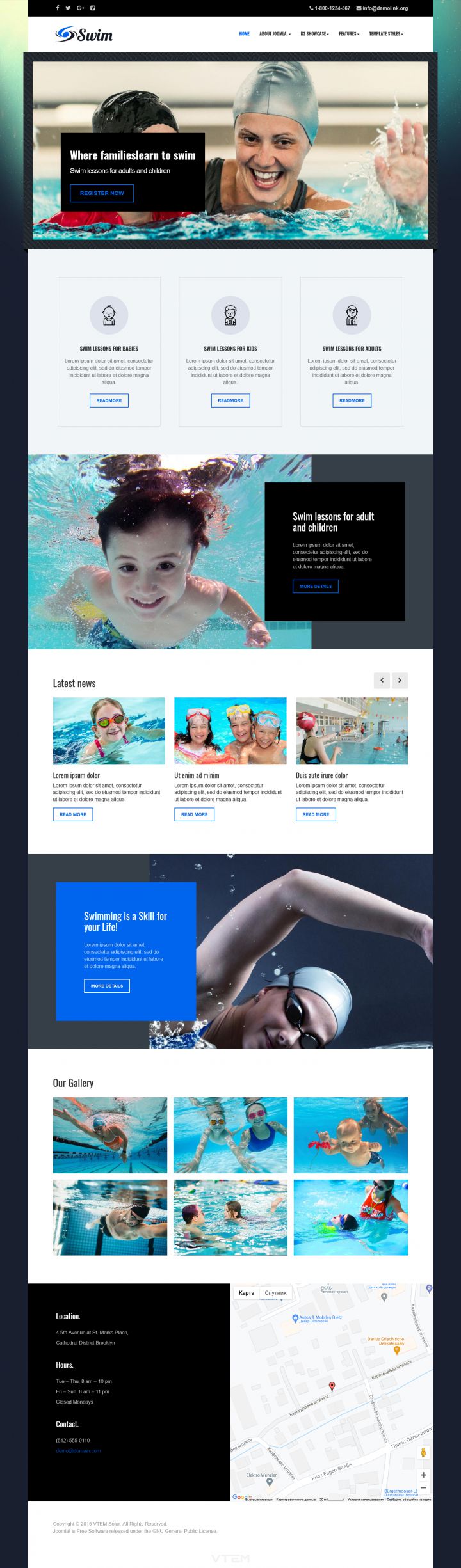 Joomla шаблон Vtem Swim