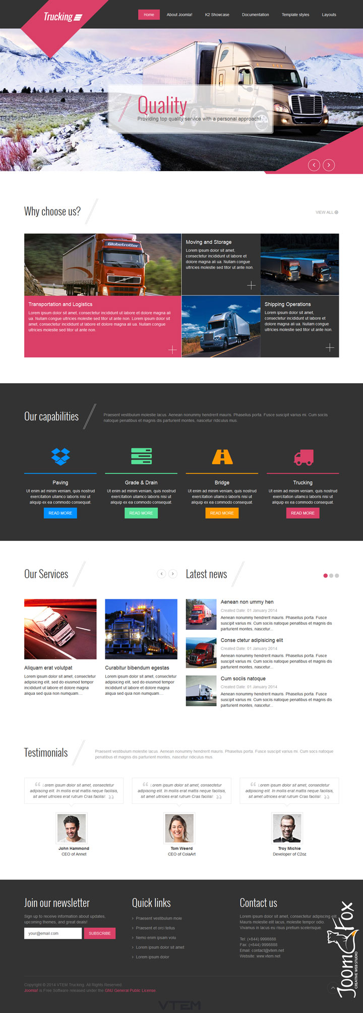 Joomla шаблон Vtem Trucking