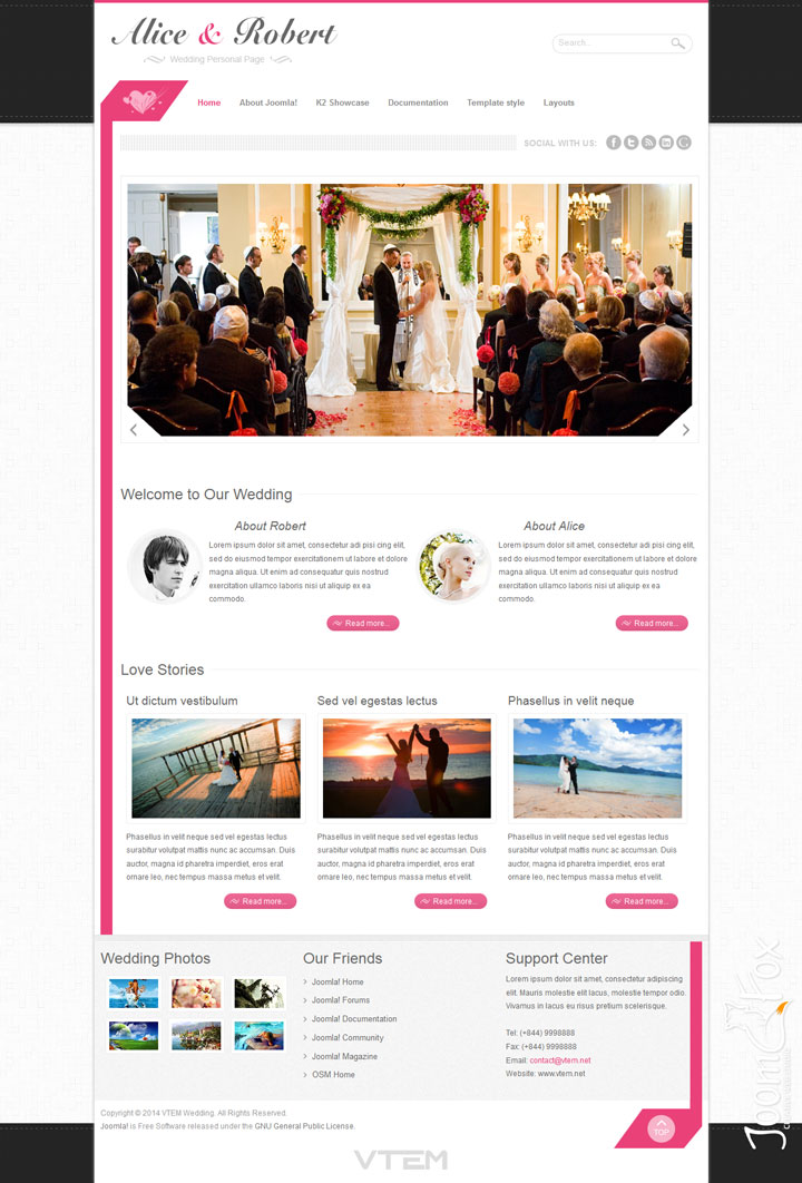 Шаблон Vtem Wedding Joomla шаблон Vtem Wedding