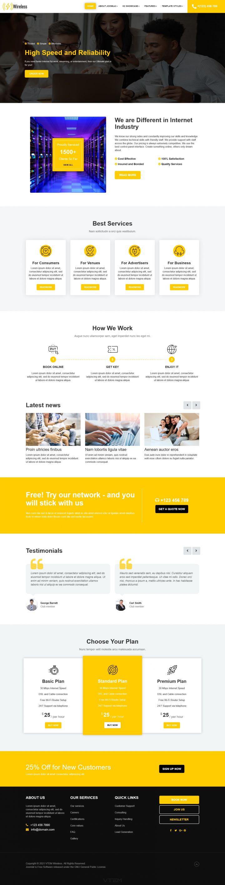 Joomla шаблон Vtem Wireless