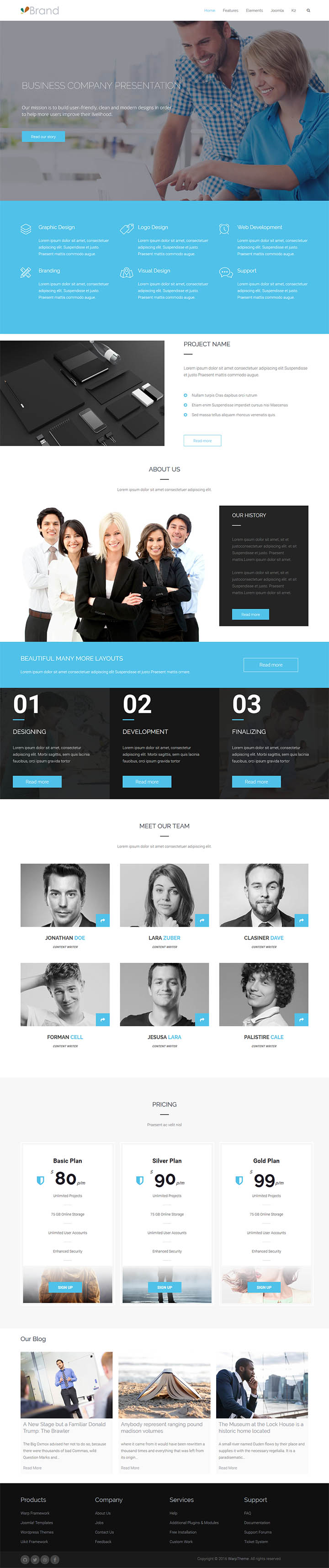 Joomla шаблон WarpTheme Brand Pro