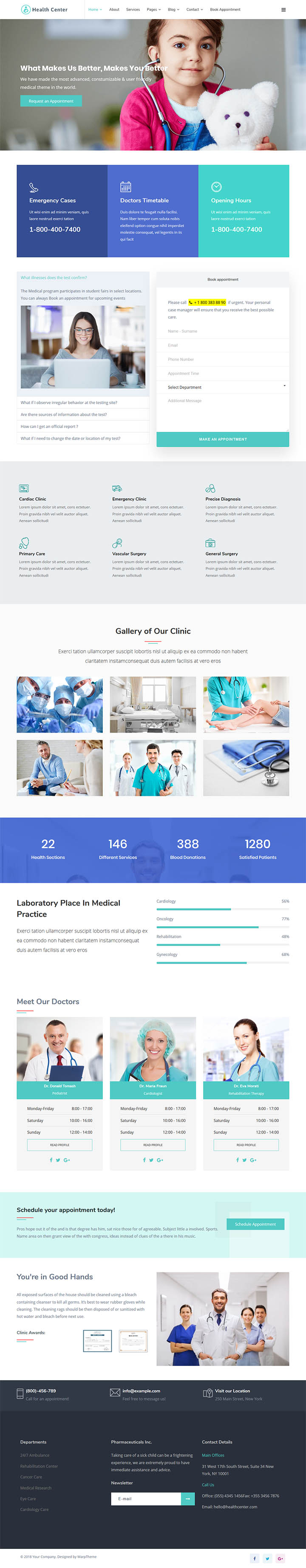 Joomla шаблон WarpTheme Health Center Pro