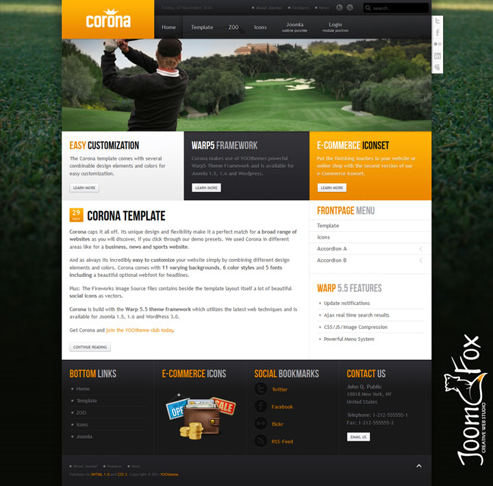 Joomla шаблон YOOtheme Corona