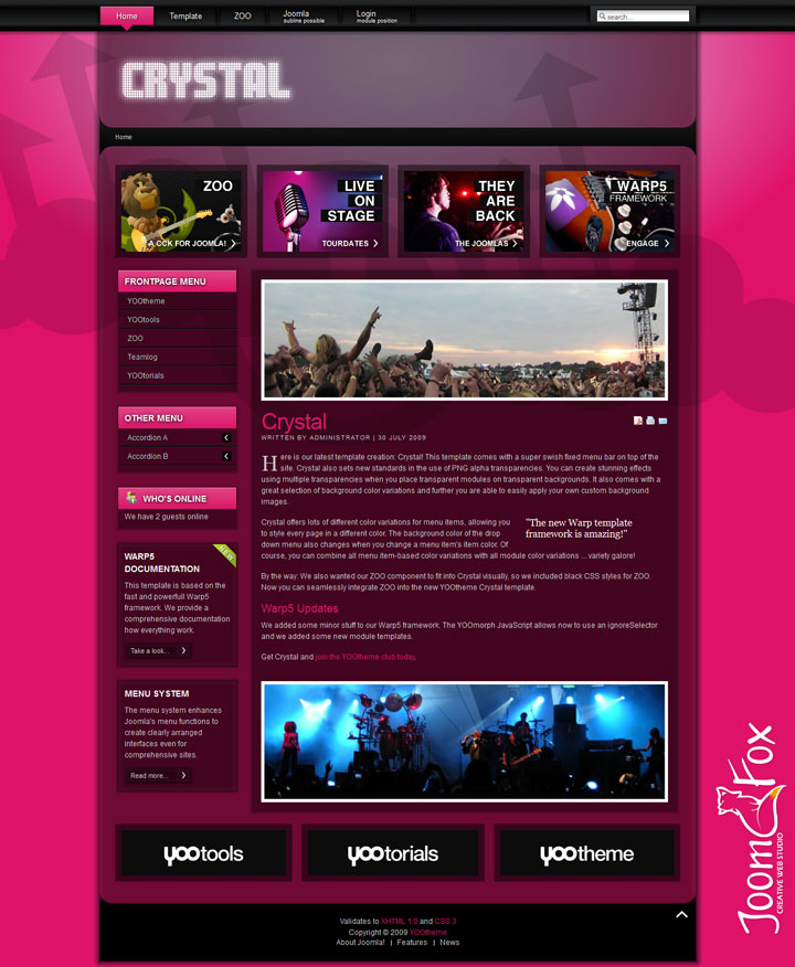 Joomla шаблон YOOtheme Crystal